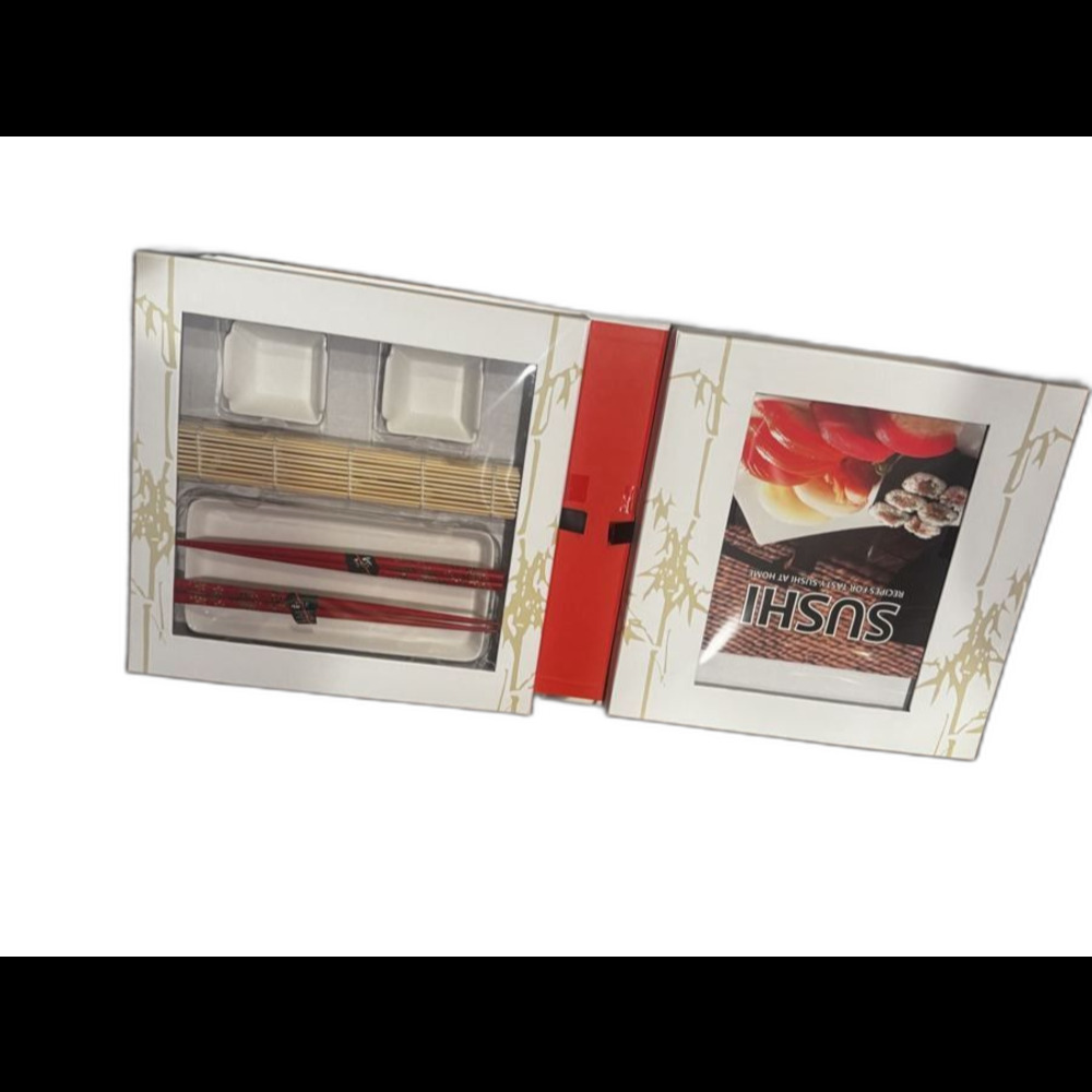 Sushi Making Kit Gift Set Bamboo Rolling Mats Chopsticks Sauce Dishes Cookbook